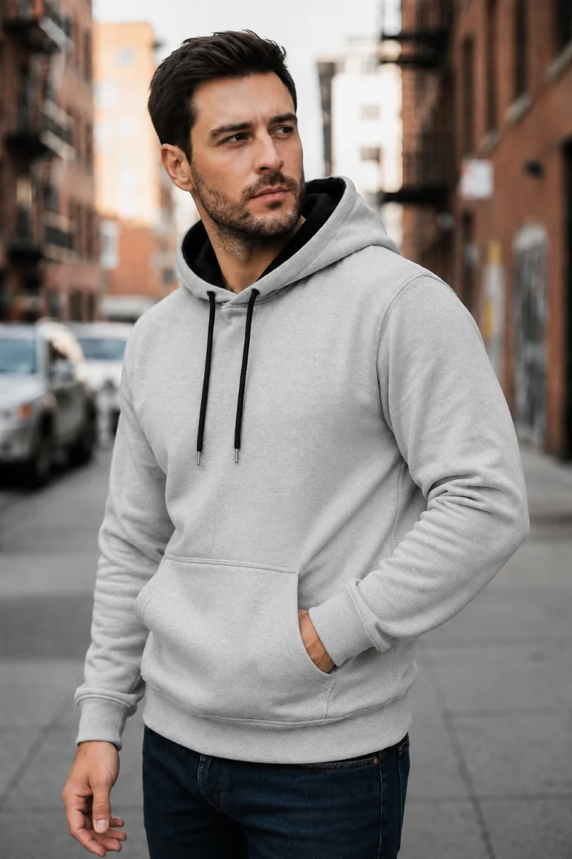 Moletom canguru masculino cinza-mescla — LaVitória