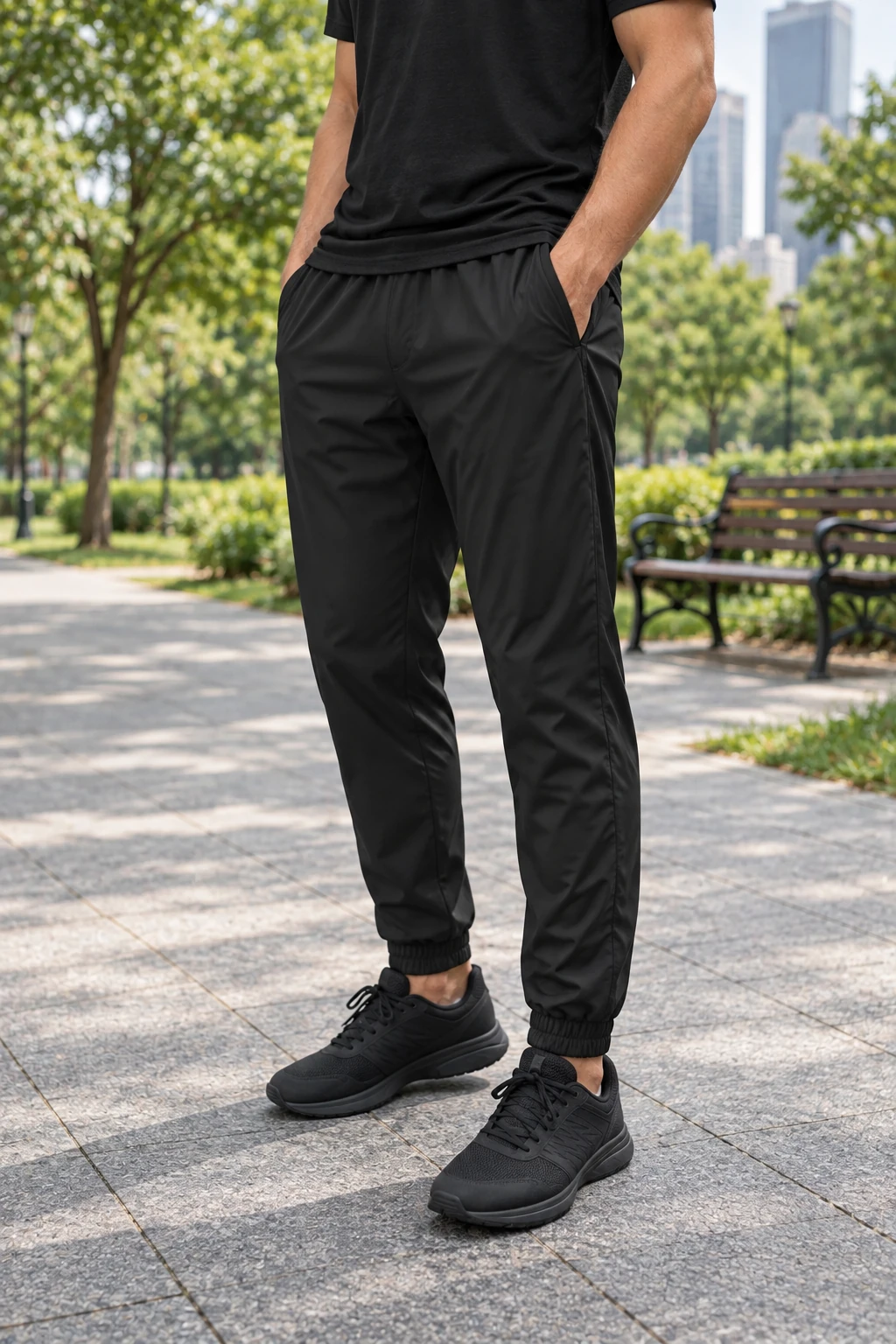Calça Corta Vento Masculina Sem Forro — Preto