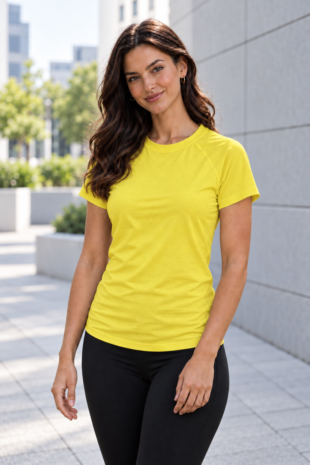 Camiseta Feminina Raglan 100% Algodão — Amarelo bandeira
