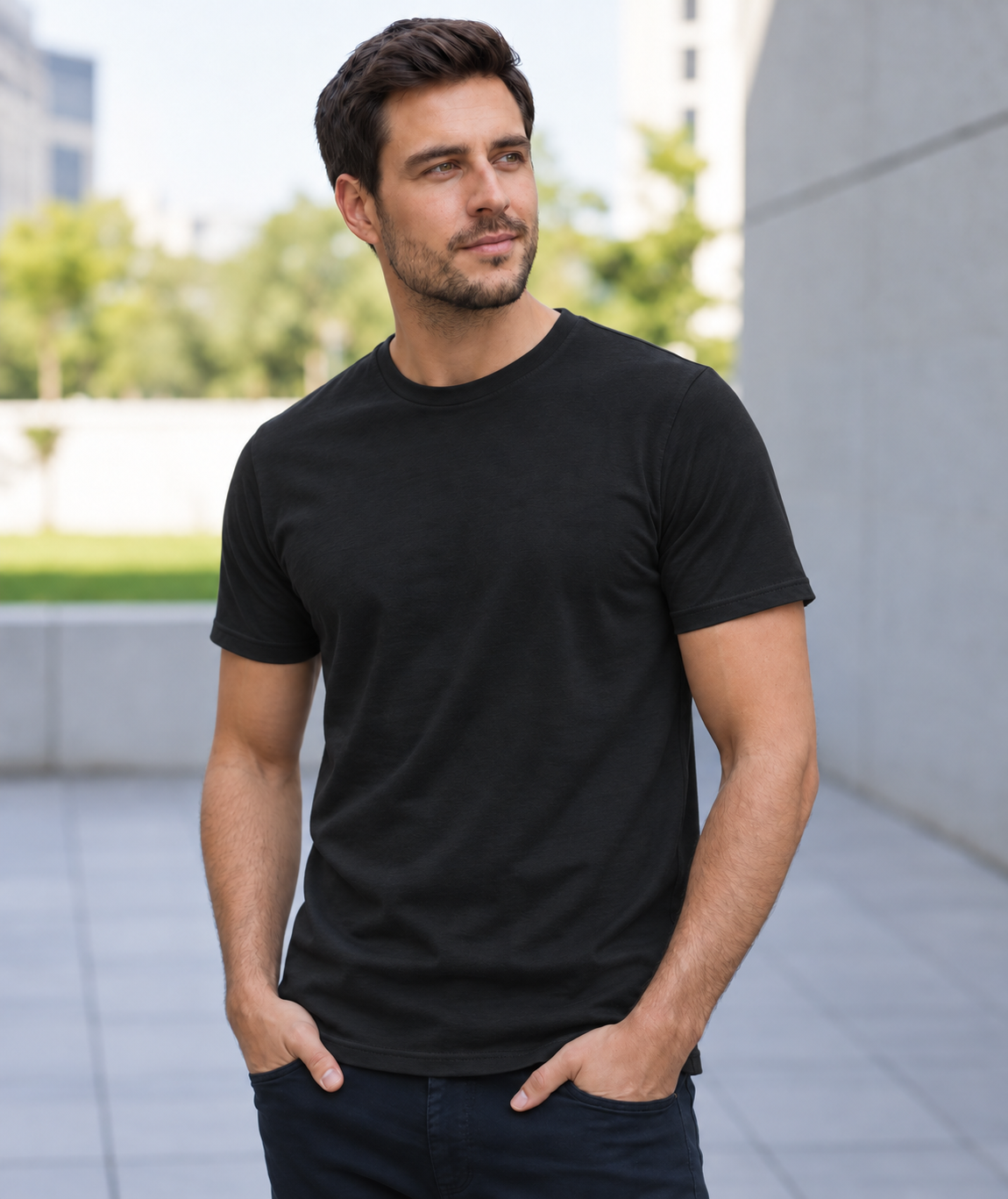Camiseta Masculina 100% Algodão — Preto