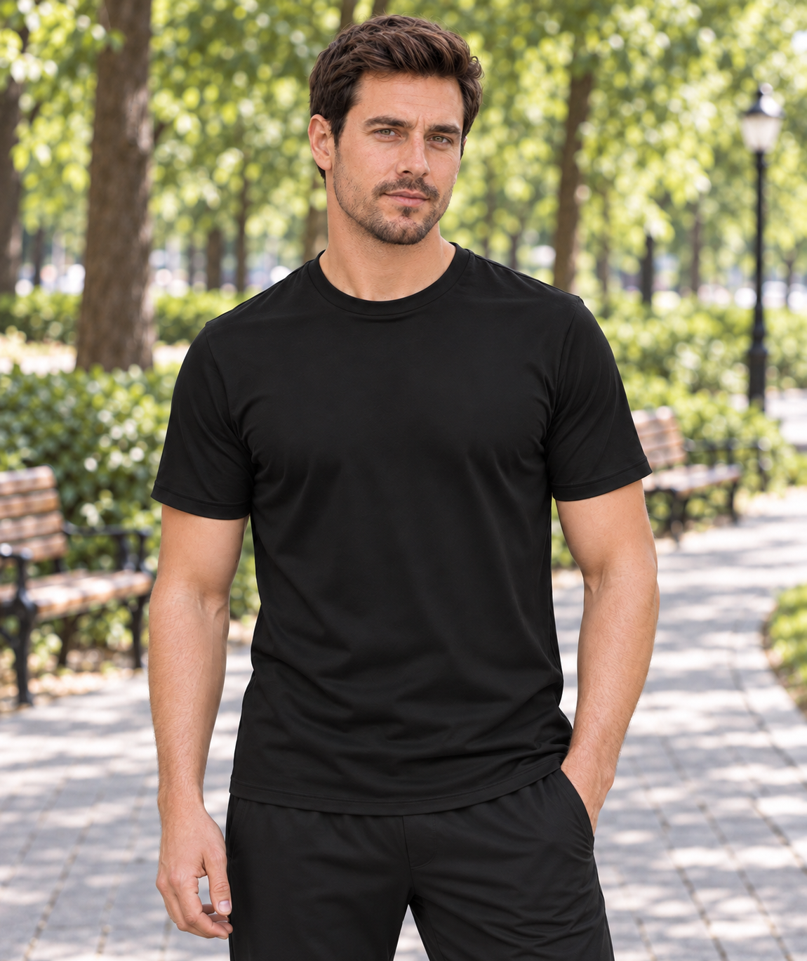 Camiseta Masculina Dry Poliamida Malha Fria — Preto
