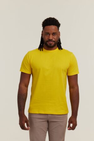 Camiseta Masculina Algodão Premium Personalizado Amarelo-canário