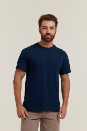 Camiseta Masculina Algodão Premium Personalizado Azul-marinho