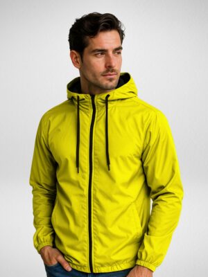 Jaqueta Corta Vento Masculina Forrada Sem estampa Amarelo-limão