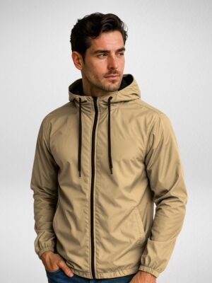 Jaqueta Corta Vento Masculina Forrada Sem estampa Areia