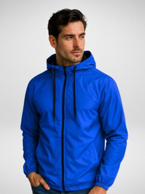 Jaqueta Corta Vento Masculina Forrada Sem estampa Azul-bic