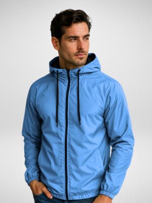 Jaqueta Corta Vento Masculina Forrada Sem estampa Azul-claro