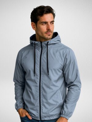 Jaqueta Corta Vento Masculina Sem-forro Sem estampa Azul-imperial