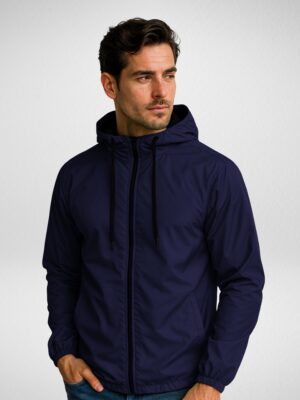 Jaqueta Corta Vento Masculina Forrada Sem estampa Azul-marinho