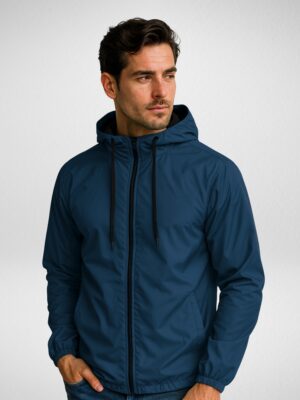 Jaqueta Corta Vento Masculina Forrada Sem estampa Azul-petróleo