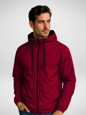 Jaqueta Corta Vento Masculina Sem-forro Sem estampa Bordô