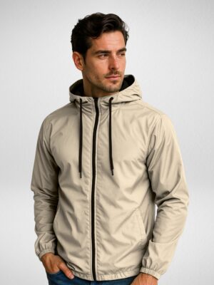 Jaqueta Corta Vento Masculina Forrada Sem estampa Branco-off