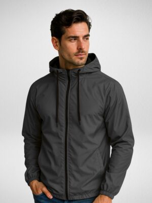 Jaqueta Corta Vento Masculina Forrada Sem estampa Grafite