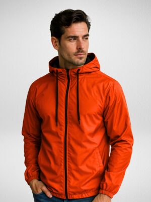 Jaqueta Corta Vento Masculina Sem-forro Sem estampa Laranja