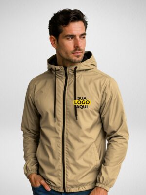 Jaqueta Corta Vento Masculina Sem-forro Personalizada Areia