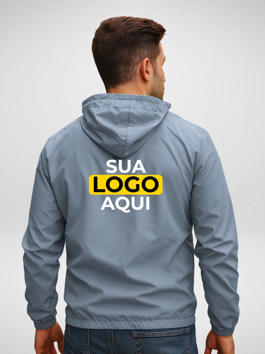 Jaqueta Corta Vento Masculina Sem-forro Personalizada Azul-imperial - Imagem 2