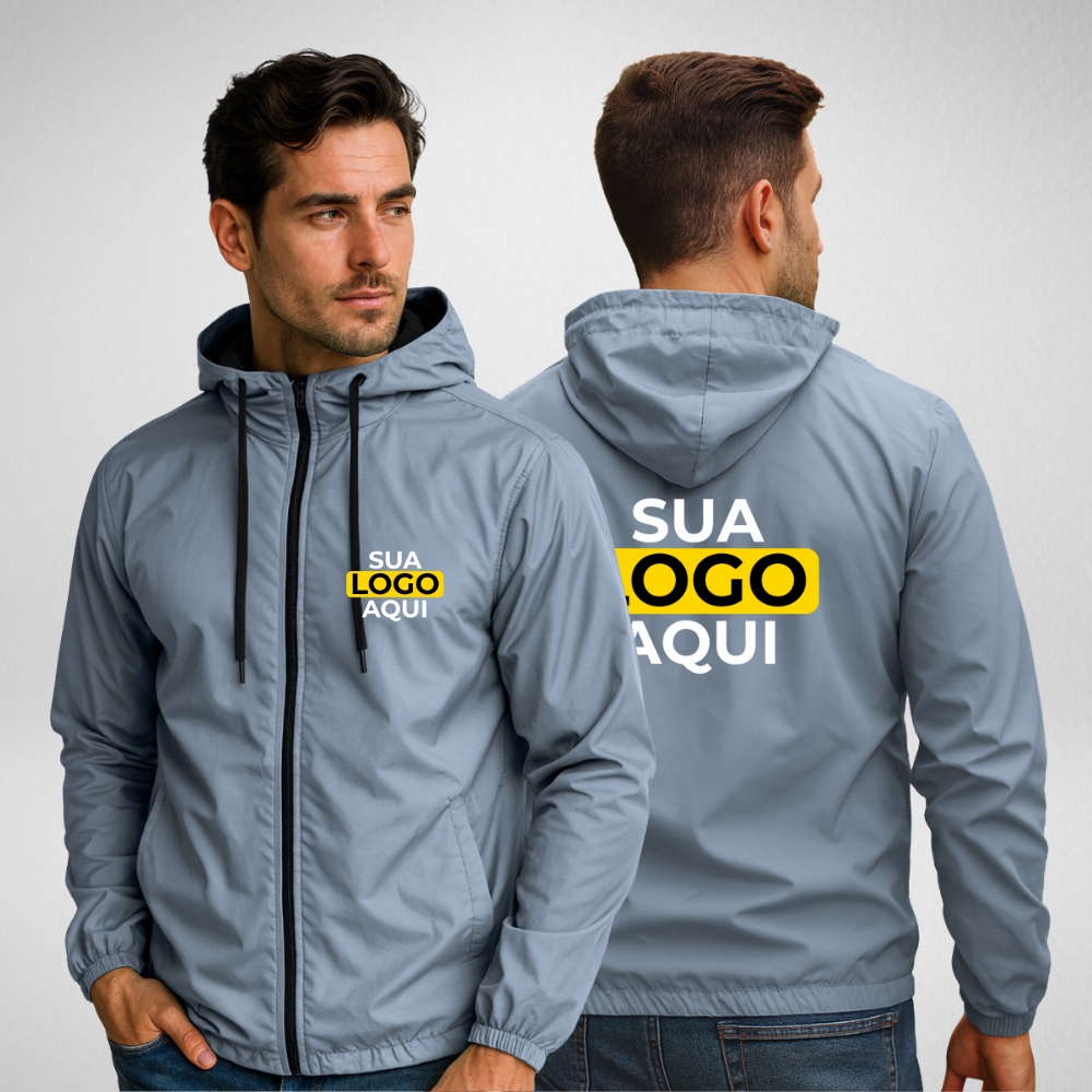 Jaqueta Corta Vento Masculina Sem-forro Personalizada Azul-imperial - Imagem 3