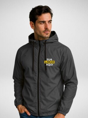 Jaqueta Corta Vento Masculina Sem-forro Personalizada Grafite