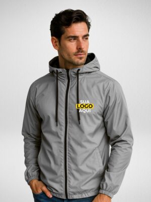 Jaqueta Corta Vento Masculina Forrada Personalizada Silver