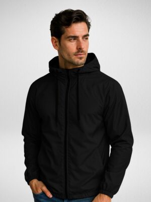 Jaqueta Corta Vento Masculina Sem-forro Sem estampa Preto