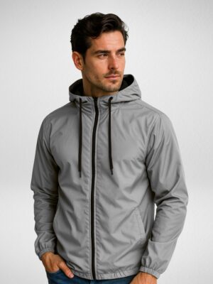 Jaqueta Corta Vento Masculina Sem-forro Sem estampa Silver