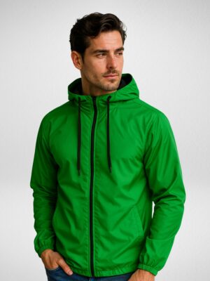 Jaqueta Corta Vento Masculina Sem-forro Sem estampa Verde-bandeira