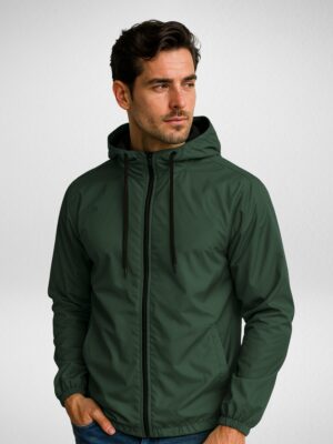 Jaqueta Corta Vento Masculina Sem-forro Sem estampa Verde-militar