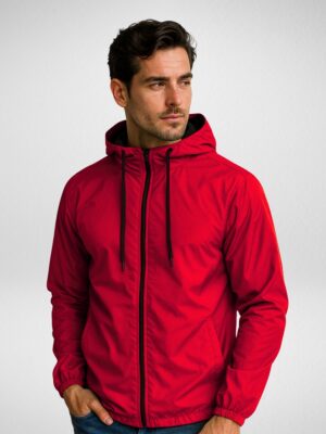 Jaqueta Corta Vento Masculina Forrada Sem estampa Vermelho