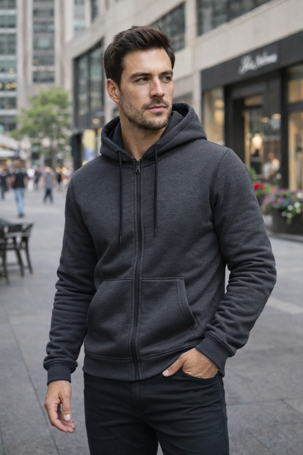 Moletom Masculino Canguru Com Zíper